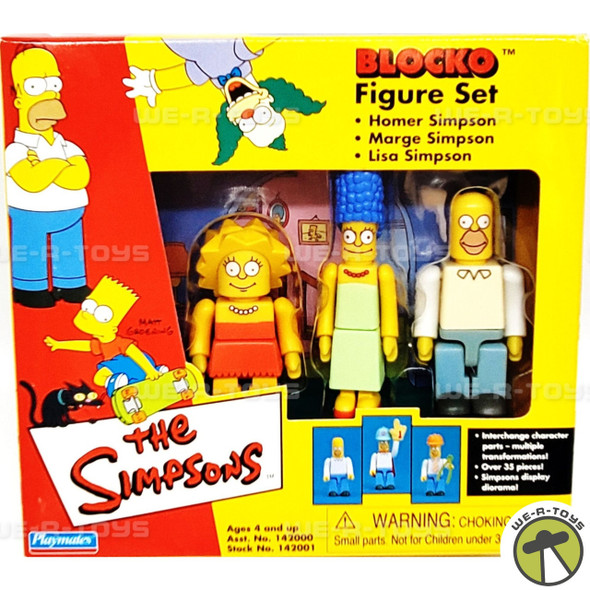 The Simpsons Blocko Figure Set, Homer, Marge, & Lisa Figures Playmates #142001