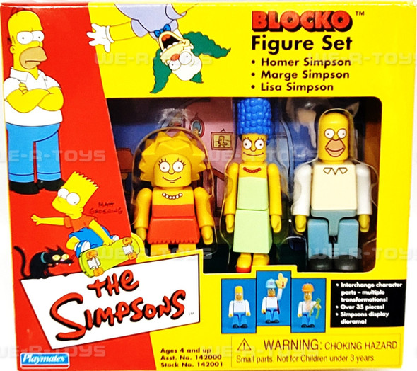 The Simpsons Blocko Figure Set, Homer, Marge, & Lisa Figures Playmates #142001