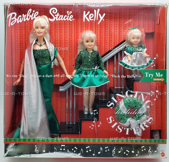 Barbie Holiday Singing Sisters Stacie Kelly Dolls Sing Deck The Halls 2000