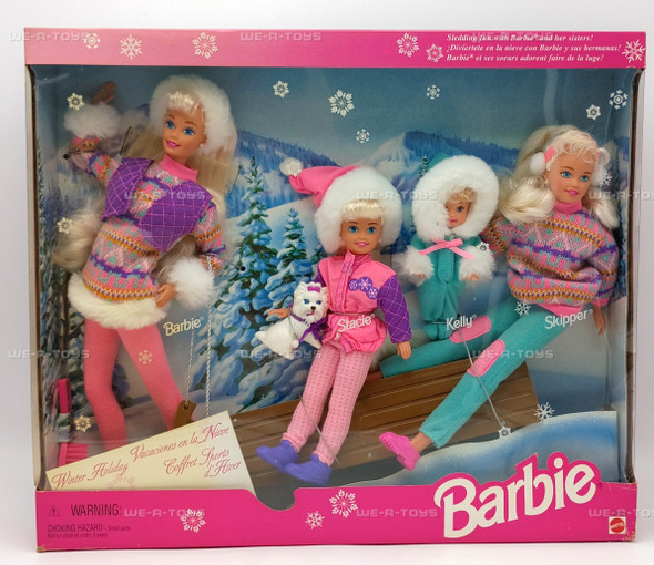 Barbie Winter Holiday Gift Set Skipper Kelly Stacie and Barbie Dolls 1995 Mattel
