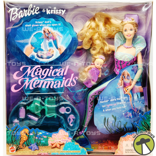 Magical Mermaids Barbie & Krissy Dolls w/ Glowing Shell Set 2000 Mattel 26837