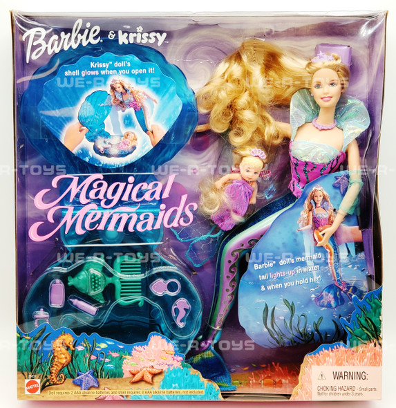 Magical Mermaids Barbie & Krissy Dolls w/ Glowing Shell Set 2000 Mattel 26837