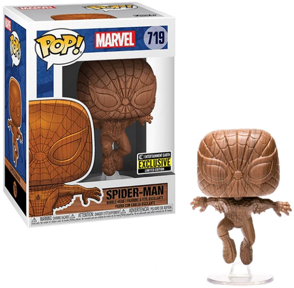 Funko Pop! Marvel 719 Spider-Man Wood Deco Vinyl Bobble-Head Figure EE Exclusive