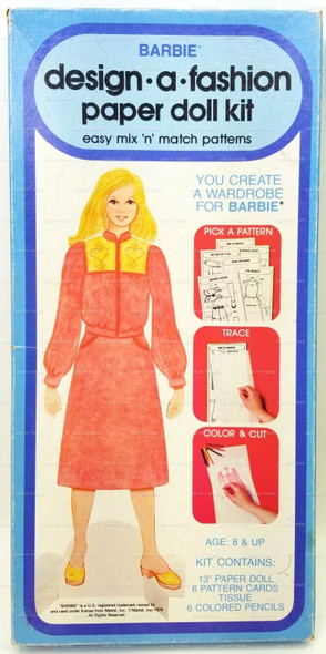 Barbie Design a Fashion Paper Doll Kit Pattern Cards & Pencils Whitman 4328 USED