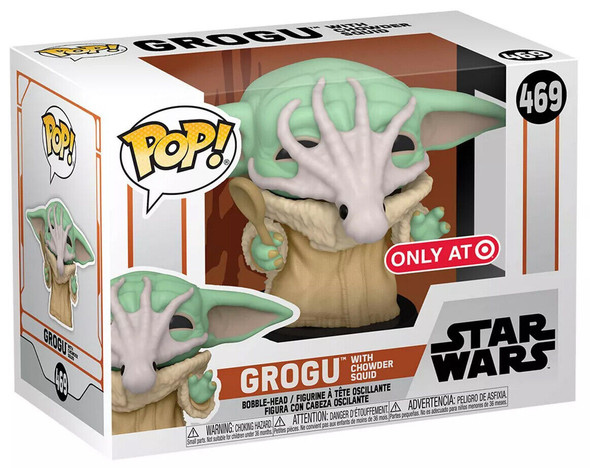 Funko Pop! Star Wars 469 The Mandalorian Grogu with Chowder Squid Bobble-Head