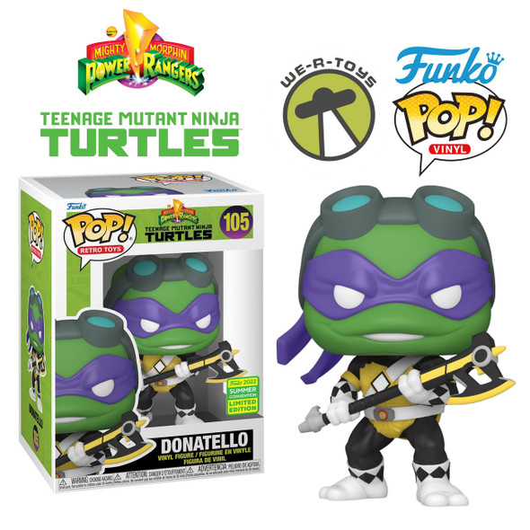 Teenage Mutant Ninja Turtles Funko Pop! Retro Toys 105 MMPR TMNT Donatello as Black Ranger 2022 Exclusive 