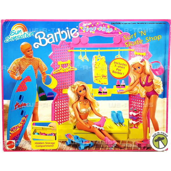 Barbie Sun Sensation Surf 'N Skate Shop Playset 1991 Mattel #7242 NEW