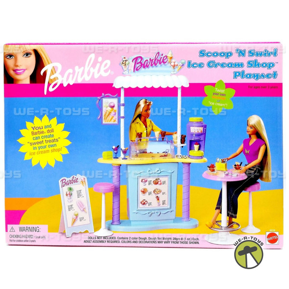 Barbie Scoop 'n Swirl Ice Cream Shop Playset 2000 Mattel #88706 NRFB