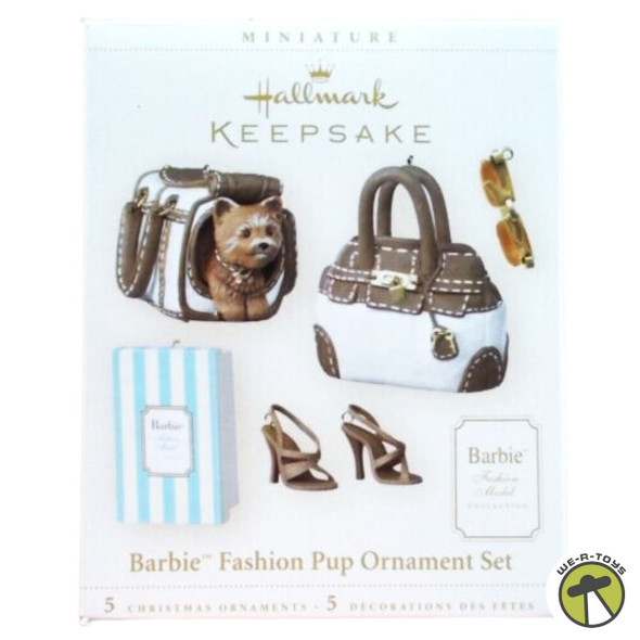 Barbie MIB 2006 Hallmark Ornament Fashion Pup Ornament Set