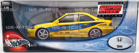 Hot Wheels 100% Yellow Modern Image Honda Civic #57305 2002 Mattel NRFB