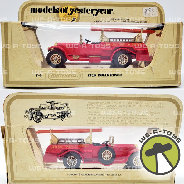 Matchbox Models of Yesteryear Red 1920 Rolls Royce 1:48 Scale 1978 Matchbox NRFB 