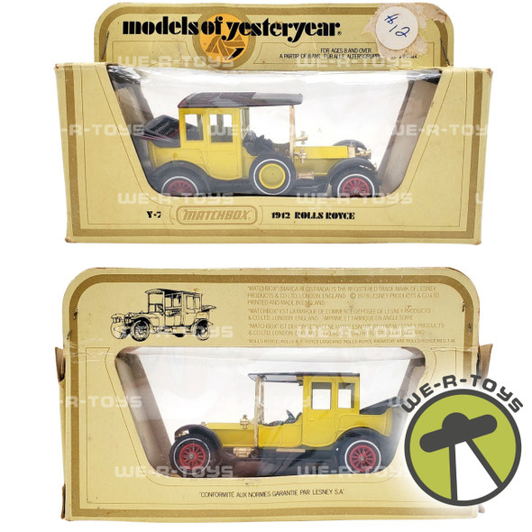 Matchbox Models of Yesteryear Yellow 1912 Rolls Royce 1:48 Scale Matchbox 1978 NRFB