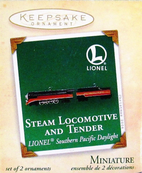  Hallmark Steam Locomotive and Tender Lionel Mini 2 Ornaments 