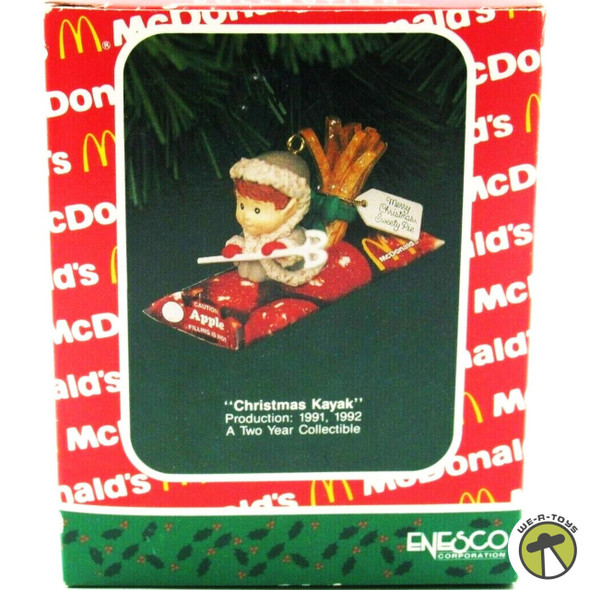 McDonald's Enesco Treasury McDonald's "Christmas Kayak" Ornament Dated 1991-92