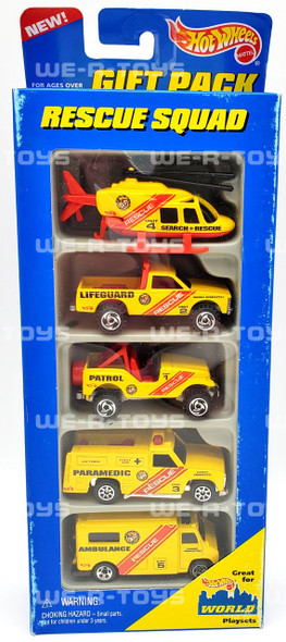 Hot Wheels World Gift Pack Rescue Squad Set of 5 Cars #17489 Mattel 1996 NRFB