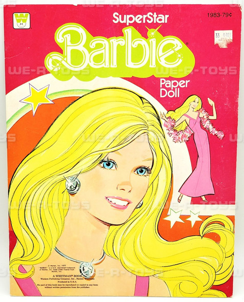 Barbie Superstar Barbie Paper Doll Vintage Whitman Mattel 1977 No. 1983 NEW 