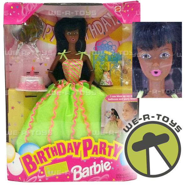 Barbie Birthday Party African American Doll Blows Up Own Balloons 1998 NRFB