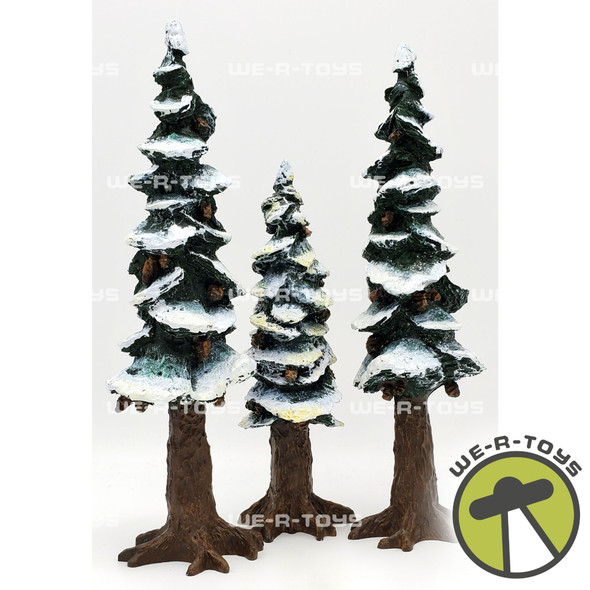 Dept. 56 Snowy Glittery Pole Pine Trees set of 3 Cold Cast Porcelain Statues