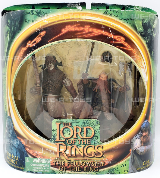 Lord of the Rings The Fellowship of the Ring Uruk-Hai & Gimli figures NRFB