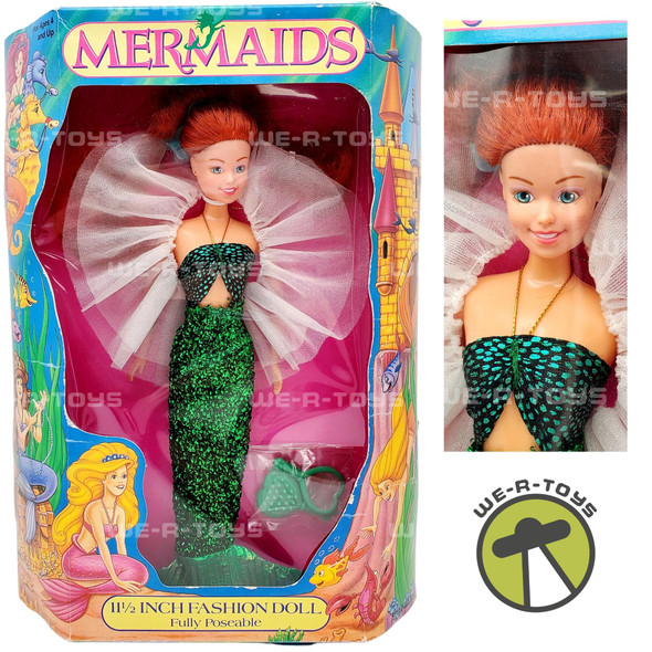 Mermaids 11.5 in Fully Poseable Fashion Doll Green Top Multi Toys Corp 1991 NRFB