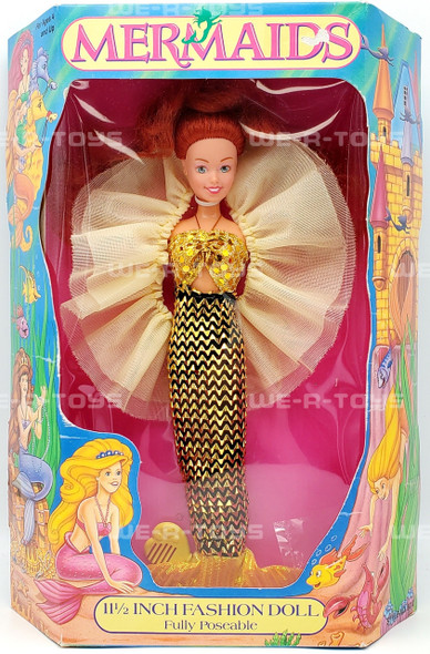 Mermaids 11.5 in Fully Poseable Fashion Doll Gold Top Multi Toys Corp 1991 NRFB