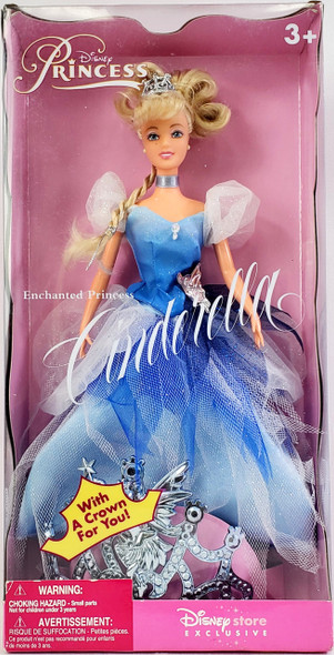 Disney Store Exclusive Enchanted Princess Cinderella Doll and Crown NRFB