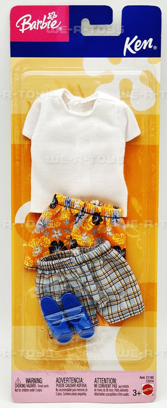 Barbie Ken Fashions White Shirt & Beach Shorts 2003 Mattel C3314 NRFP