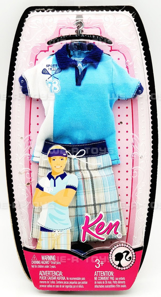 Barbie Ken Fashion Blue Lacrosse Shirt Plaid Shorts 2008 Mattel N4872 NRFP