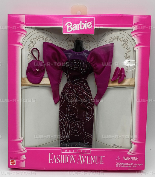 Barbie Fashion Avenue Purple Gown W/ Glitter and Silk Sleeves Doll Fashion 1996