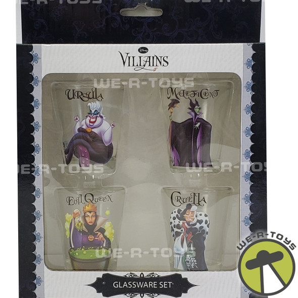  Disney Villains Four 1.5 oz. Glassware Shot Glass Set #02499 NRFB 