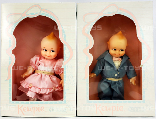 Kewpie Cameo's Original Kewpie Lot of 2 Girl and Boy Dolls by Jesco NRFB