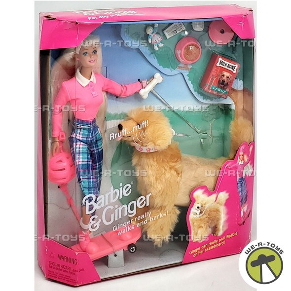 Barbie & Ginger Pet Dog Doll Set with Accessories 1997 Mattel 17116 NRFB