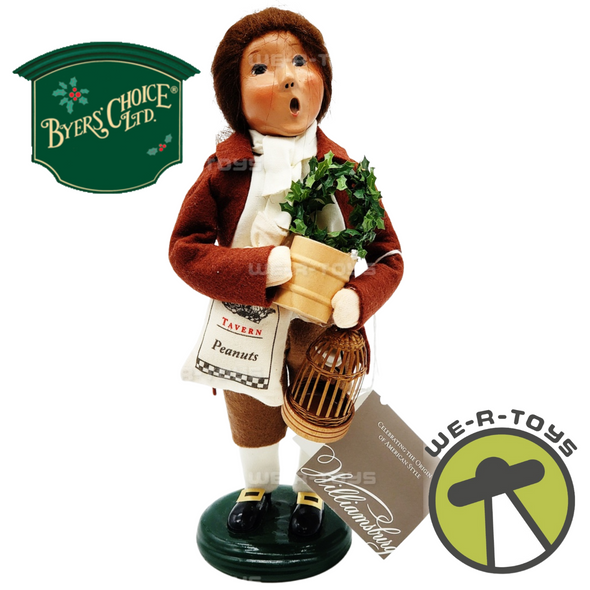 Byers' Choice Williamsburg Caroler To Market We Go Boy With Bird Cage 10" Figure