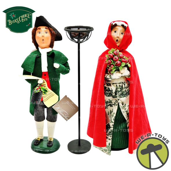 Byers' Choice Carolers Man W/ Song Sheet & Cresset Woman W/ Apple Cone