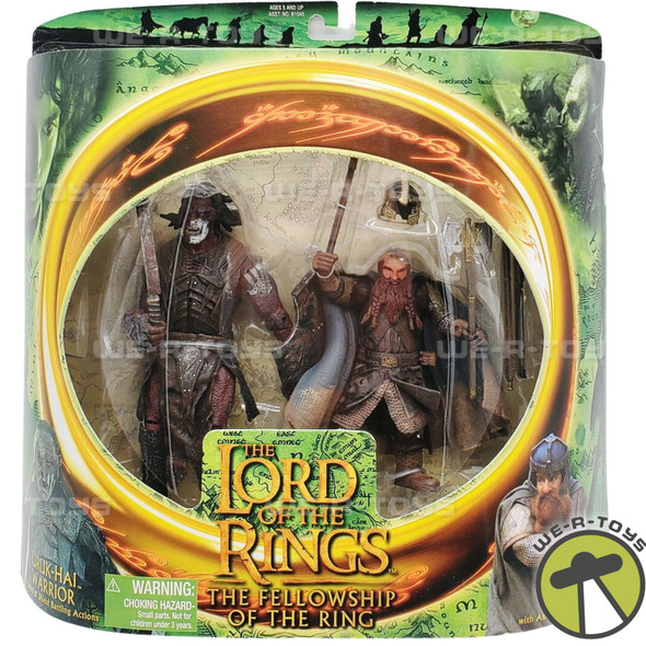 Lord of the Rings Uruk-Hai Warrior vs. Gimli Figures 2001 Toy Biz 81048 NRFP