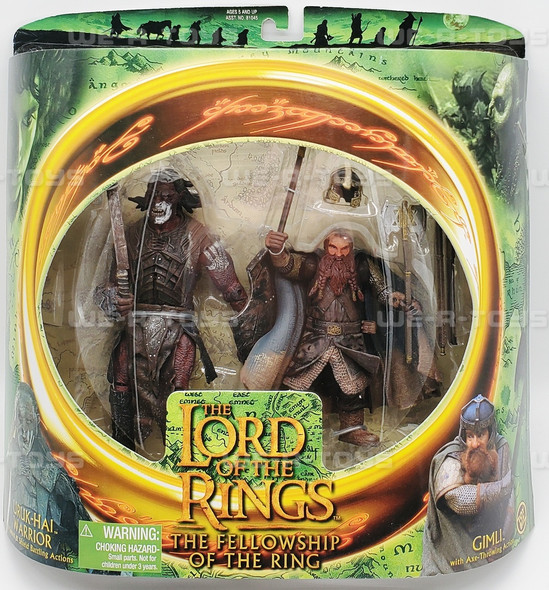 Lord of the Rings Uruk-Hai Warrior vs. Gimli Figures 2001 Toy Biz 81048 NRFP