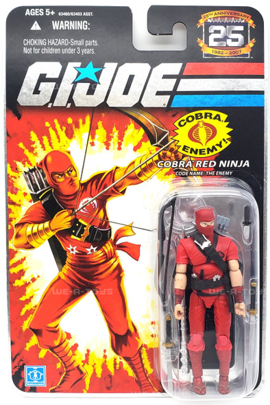 G.I. Joe 25th Anniversary Cobra Red Ninja 3.75" Action Figure 2007 Hasbro #63460