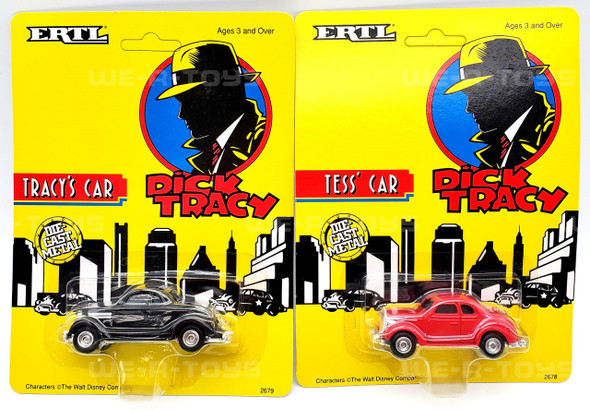 Ertl Dick Tracy Set of 2 Cars Tracy and Tess' Vehicles Die Cast UNPUNCHED CARDS NEW