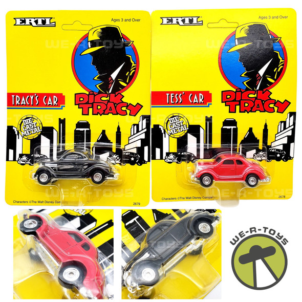 Dick Tracy Set of 2 Cars Tracy and Tess' Vehicles Die Cast UNPUNCHED CARDS NEW