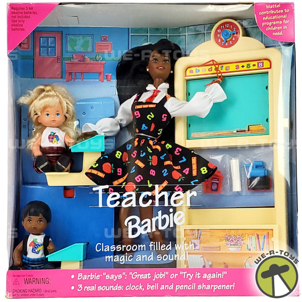 Barbie Teacher Barbie African American Doll w/ 2 Students 1995 Recalled #13915 NRFB