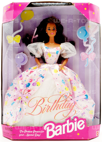 Birthday Barbie Brunette Doll Prettiest Present 1996 Mattel No. 16000