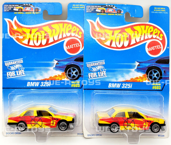 Hot Wheels Lot of 2 BMW 325i Collector #603 Red and Yellow Mattel 1996 NRFP