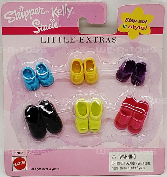 Barbie Skipper, Kelly, Stacie Little Extras Shoes 6 Pair Set 2001 Mattel 67036 NRFP