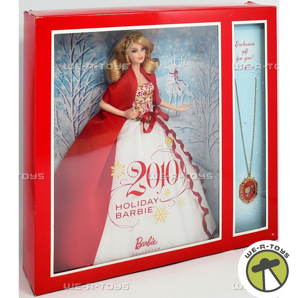 2010 Holiday Barbie Doll with Exclusive Necklace Gift #V8649 Mattel 2010 NRFB