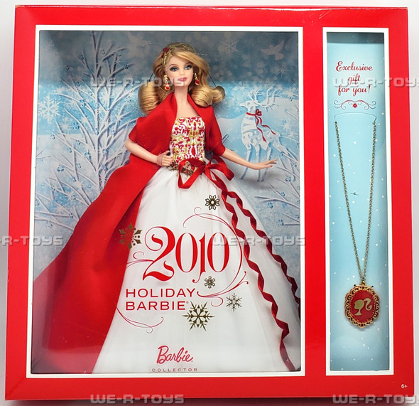 2010 Holiday Barbie Doll with Exclusive Necklace Gift #V8649 Mattel 2010 NRFB