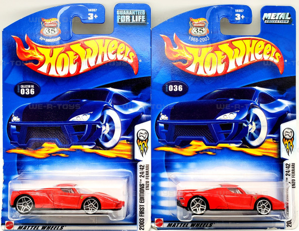 Hot Wheels Lot of 2 Red Enzo Ferrari 2003 First Editions Die Cast Mattel NRFP