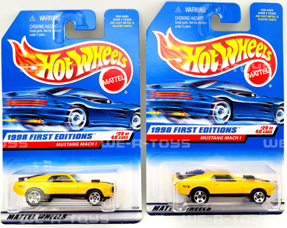 Hot Wheels Lot of 2 Mustang Mach I Yellow Vehicles 1998 First Editions NRFP