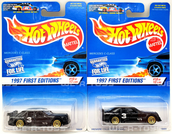 Hot Wheels Lot of 2 Mercedes C-Class Black Racing #3 Benz Mattel 1996 NRFP