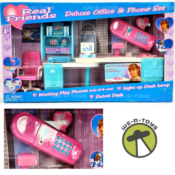 Real Friends Deluxe Office and Phone Set Toys R Us Swivel Doll Desk & Lamp NRFB