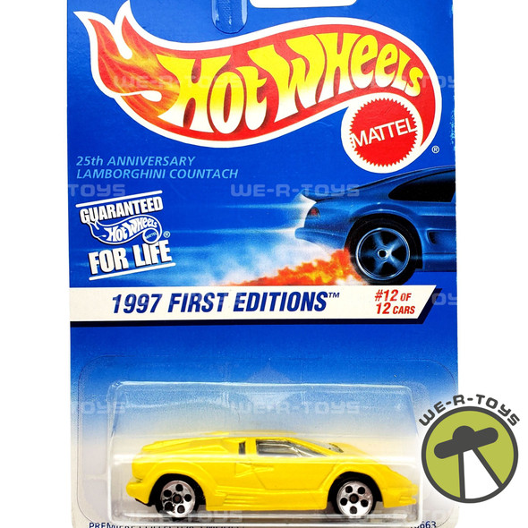 Hot Wheels Yellow Lamborghini Countach 1997 First Editions Mattel NRFP